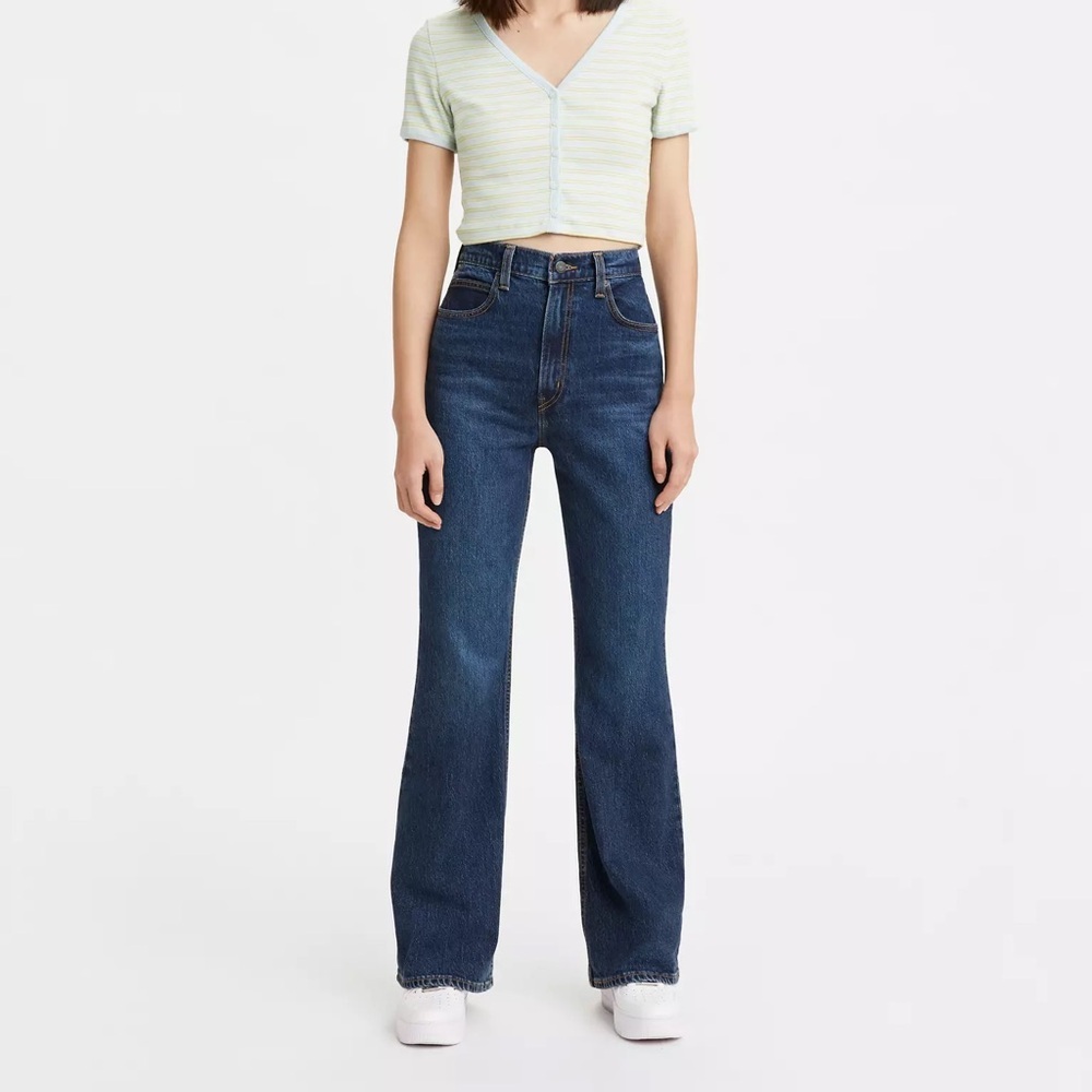 Levi's Dark Blue High-Rise Flare Jeans